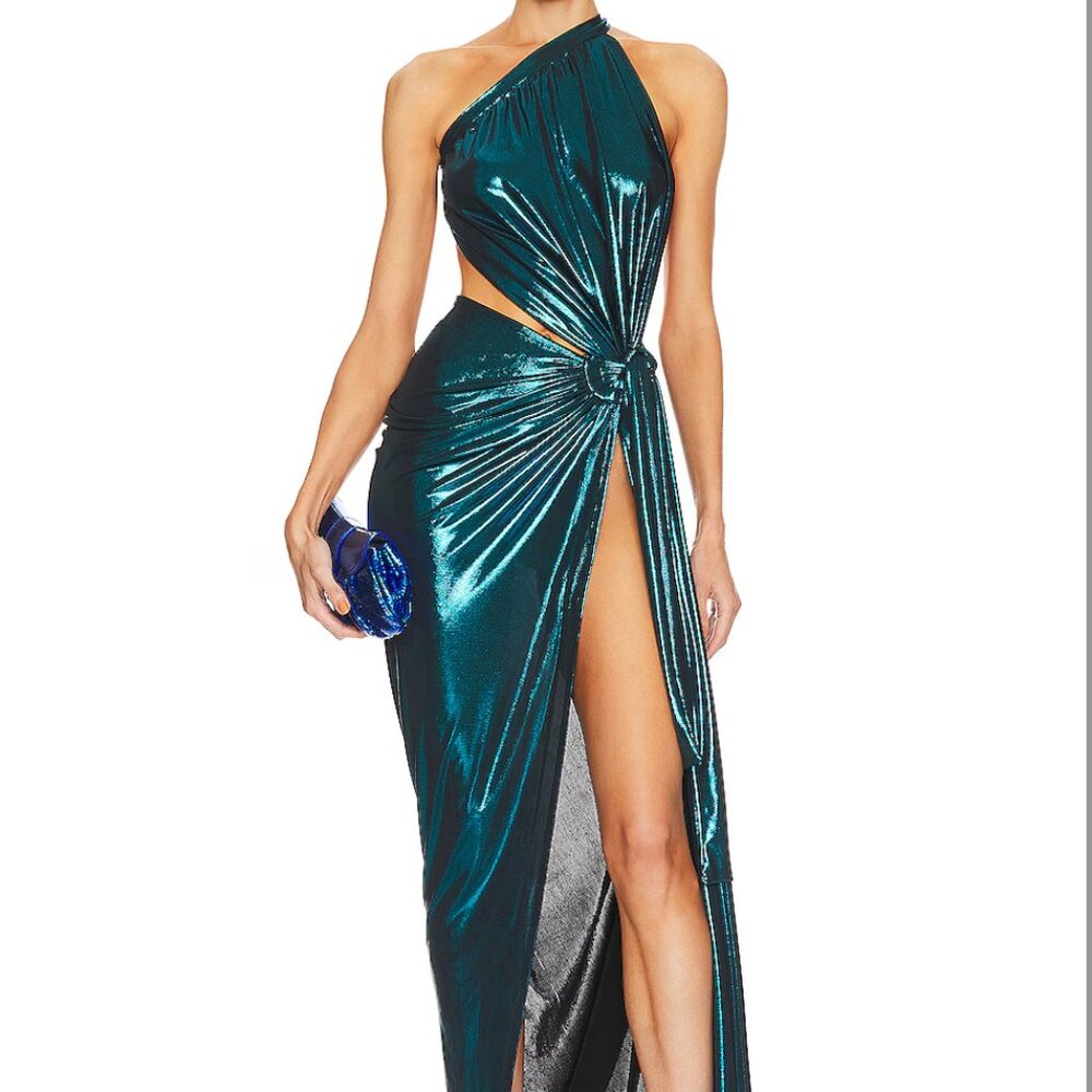 Disa Dress in Teal Metallic Knit